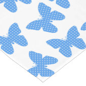 Blue Polka Dot Butterflies Pattern White Korte Tafelloper (Hoek)