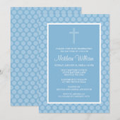 Blue Polka Dot Cross Boy Baptism Christening Kaart (Voorkant / Achterkant)