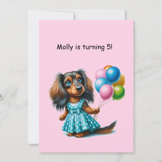 Blue Polka Dot Dachshund Kaart (Voorkant)