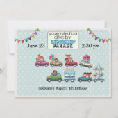 Blue Polka Dot Drive By Birthday Parade Invitation (Devant)