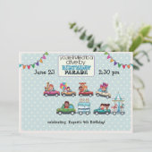 Blue Polka Dot Drive By Birthday Parade Invitation (Debout devant)