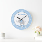 Blue Polka Dot Elephant Nursery Grote Klok (Huis)