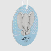 Blue Polka Dot Elephant Personal Boy baby Ornament (voorkant)