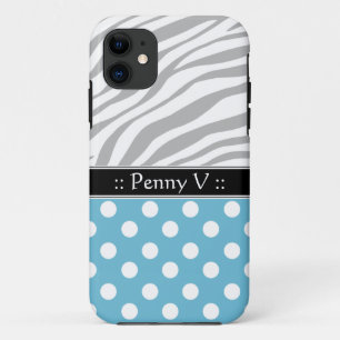 Blue Polka Dot Fade Zebra Print iPhone 5 Hoesje