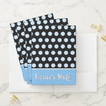 Blue Polka Dot Folder Persoonlijke naam