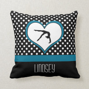 Blue Polka-Dot Gymnastiek met hart Kussen