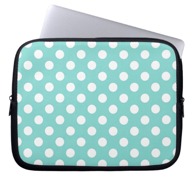 Blue Polka Dot Laptop Sleeve (Voorkant)