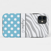 Blue Polka Dot Light Zebra Imprimer iPhone 5 Coque (Dos (Horizontal))