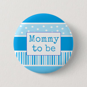 Blue Polka Dot mama om Baby shower Button te zijn