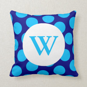 Blue Polka Dot Monogram Kussen