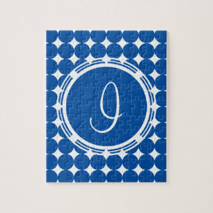 Blue Polka Dot Monogram Legpuzzel