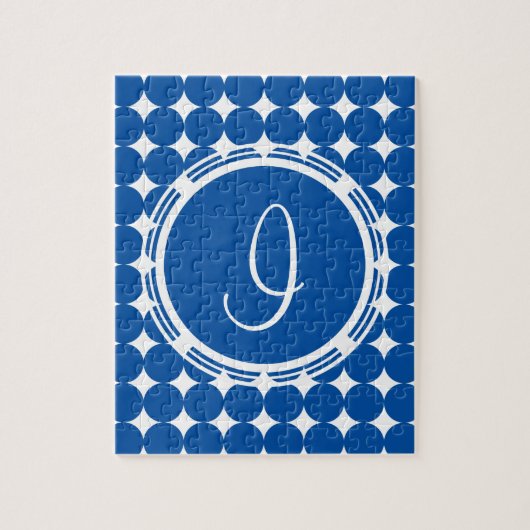 Blue Polka Dot Monogram Legpuzzel (Verticaal)