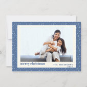 Blue Polka Dot Neige Simple Carte photo de vacance (Devant)