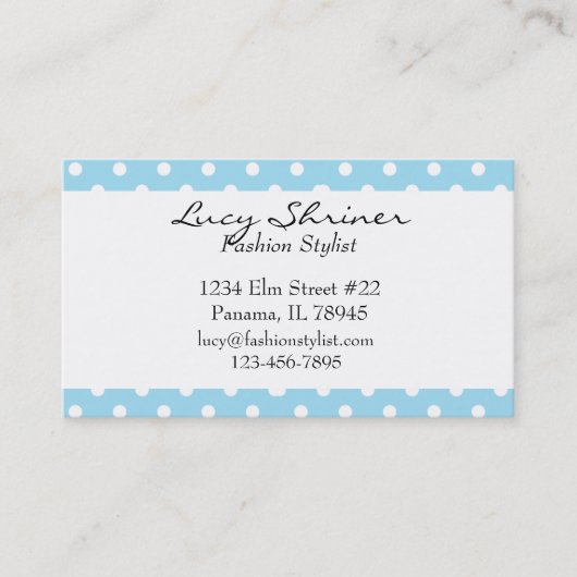 Blue Polka Dot Retro Style-Modes Visitekaartje (Voorkant)