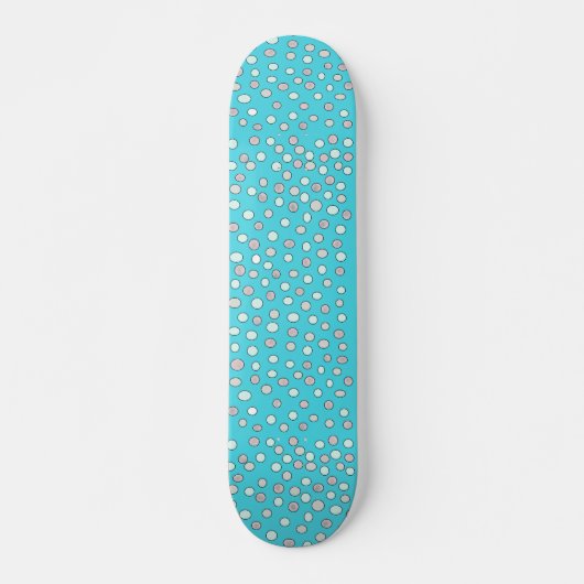 Blue Polka Dot Scratch Pattern Skateboard (Voorkant)