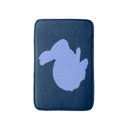 Blue Polka Dot Silhouette Bunny Rabbit Bath Mat (Voorkant Verticaal)