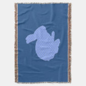 Blue Polka Dot Silhouette Bunny Throw Blanket Deken (Voorkant Verticaal)