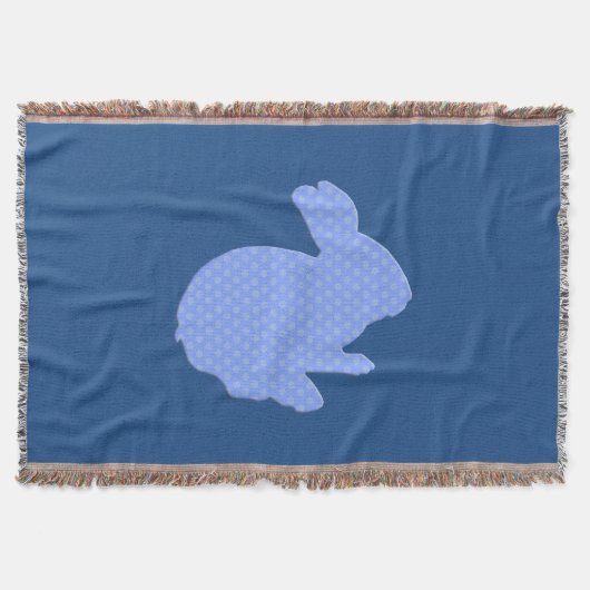 Blue Polka Dot Silhouette Bunny Throw Blanket Deken (Voorkant)