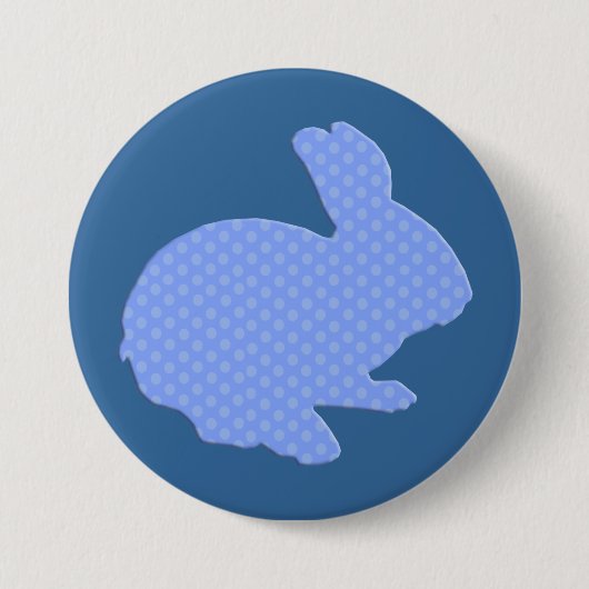 Blue Polka Dot Silhouette Easter Bunny Button (Voorkant)