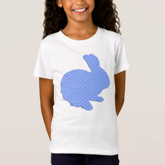 Blue Polka Dot Silhouette Easter Bunny Shirt (Voorkant)