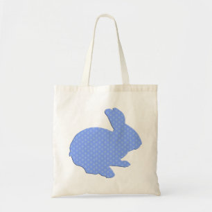 Blue Polka Dot Silhouette Sac fourre-tout lapin de