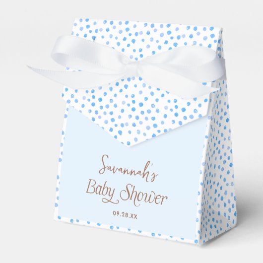 Blue Polka Dot Teddy Bear Baby shower Bedankdoosjes (Voorkant Zijde)