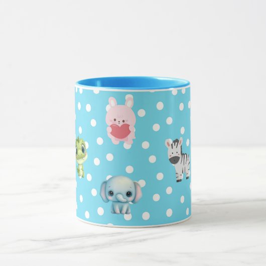 Blue Polka Dot with Kawaii Characters Mok (Midden)