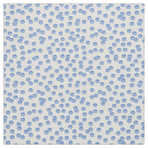 Blue Polka Dots Cotton Twill Fabric Stof