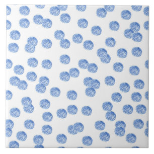 Blue Polka Dots Large Ceramic Tile Tegeltje