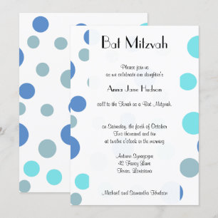 Blue Polka Dots, Polka Dot Pattern, Bat Mitzvah Kaart