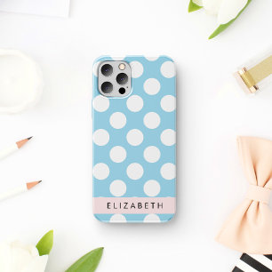 Blue Polka Dots, Polka Dot Pattern, Jouw naam iPhone 12 Pro Hoesje