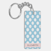Blue Polka Dots, Polka Dot Pattern, Jouw naam Sleutelhanger (Voorkant Links)