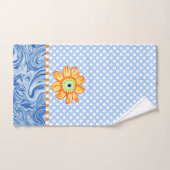 Blue Polka Dots Sunflower Hand Towel Handdoek (Handdoek)