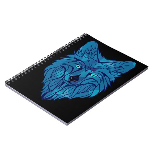 Blue Poly Wolf Head Notitieboek (Linkerzijde)