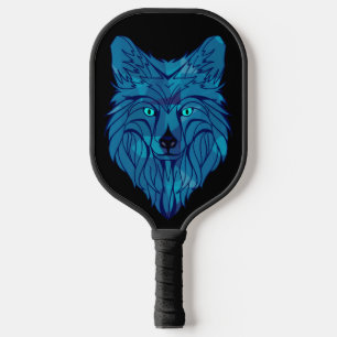 Blue Poly Wolf Head Pickleball Paddle