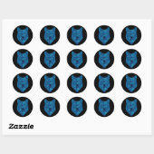 Blue Poly Wolf Head Ronde Sticker (Vel)