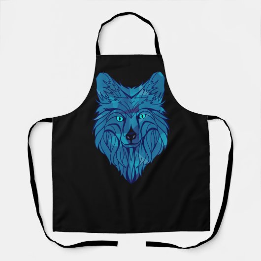 Blue Poly Wolf Head Schort (Voorkant)