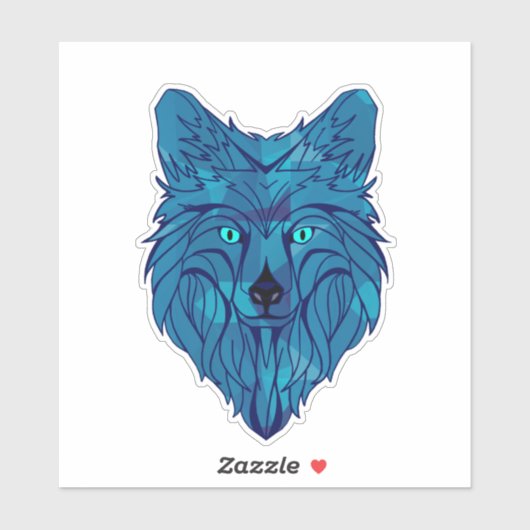 Blue Poly Wolf Head Sticker (Vel)