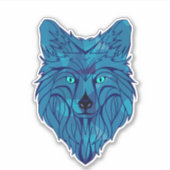 Blue Poly Wolf Head Sticker (Voorkant)