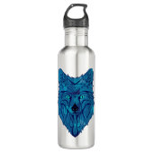 Blue Poly Wolf Head Waterfles (Voorkant)