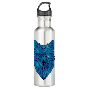 Blue Poly Wolf Head Waterfles