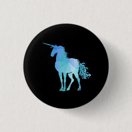 Blue Polygon Unicorn Button