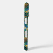 Blue Pomegranate Faux Majolica Tegel iPhone Case (Achterkant / Rechts)