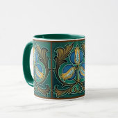 Blue Pomegranates Faux Majolica  Art Mok (Voorkant links)