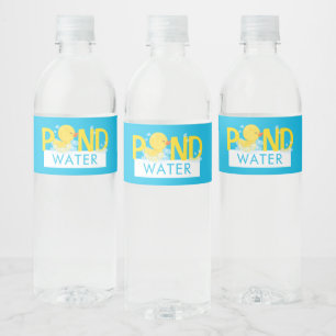 Blue Pond Water Waterverf Rubber Duck Waterfles Etiket