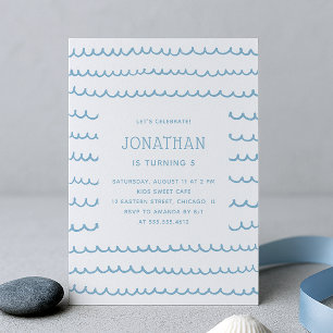 Blue Pool & Beach Party Nautical Kids Verjaardag Kaart