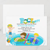 Blue Pool Party Birthday Invitation Kaart (Voorkant / Achterkant)