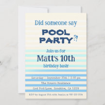 Blue Pool Party | Invitation d'anniversaire