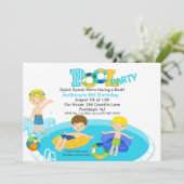 Blue Pool Party Tous les garçons Invitation d'anni (Debout devant)