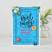 Blue Pool Party Verjaardag Kaart (Staand voorkant)